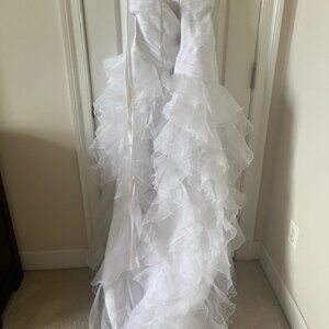 White Strapless Sweetheart Ruffle Wedding Gown